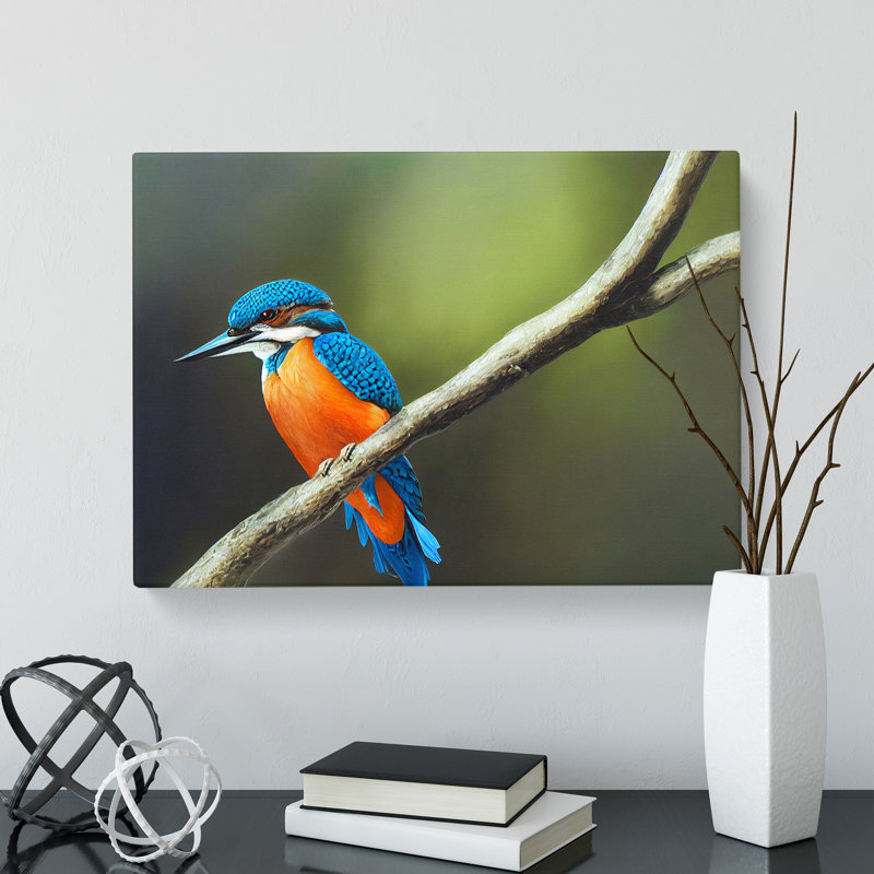 Unreal Kingfisher Bird - Wrapped Canvas, 50cm H x 76cm W x 3cm D