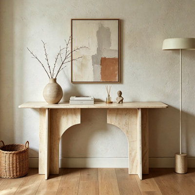 Table console en travertin Wabi-Sabi