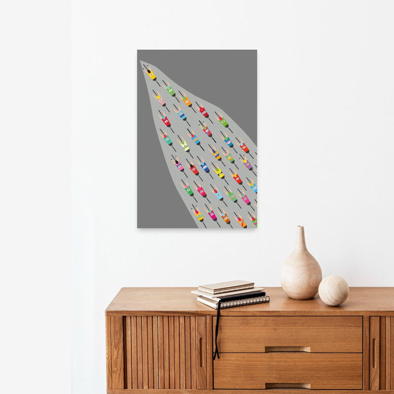 Colorful Cycling Peloton Abstract Colorful Geometric Wall Art Print by WallChart Art Studio - Wrapped Canvas Print