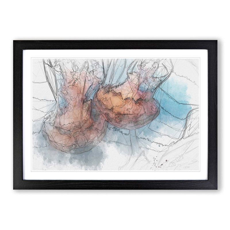 Pink Jellyfish in Abstract - Framed Print, 50cm H x 76cm W x 2cm D, Black
