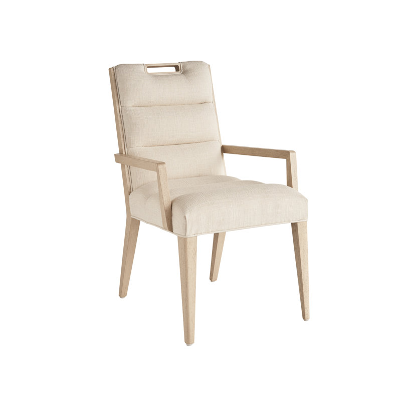 Chaise avec accoudoirs rembourrée Sunset Key Aiden, Mélange de polyester ivoire