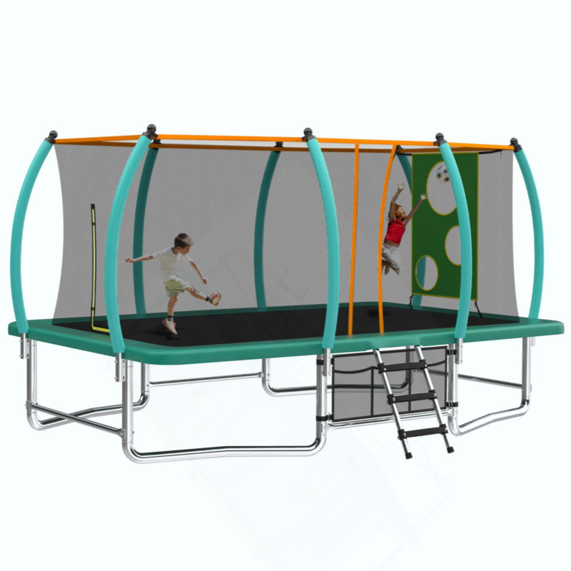 Long trampoline rectangulaire extérieur pour enfants adultes, Vert