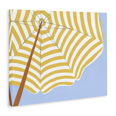 Yellow & White Umbrella Canvas Wall Art by June Erica Vess