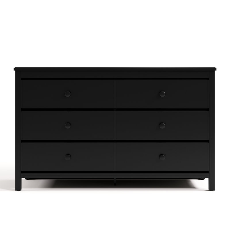 Alpine 6 Drawer Double Dresser, Black