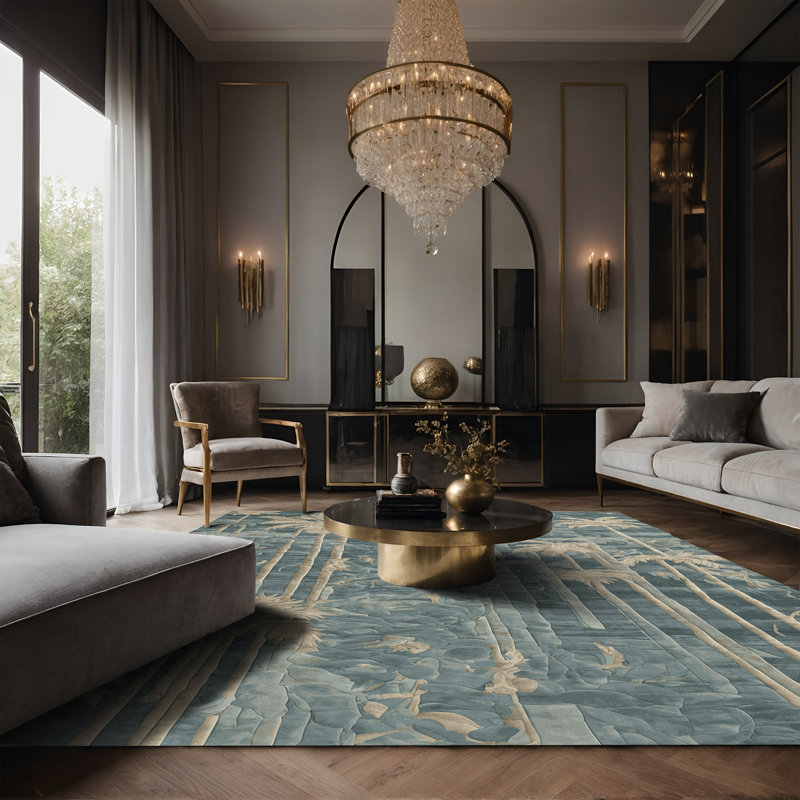 Tapis gris soyeux et moelleux, Rectangle 7 pi x 10 pi