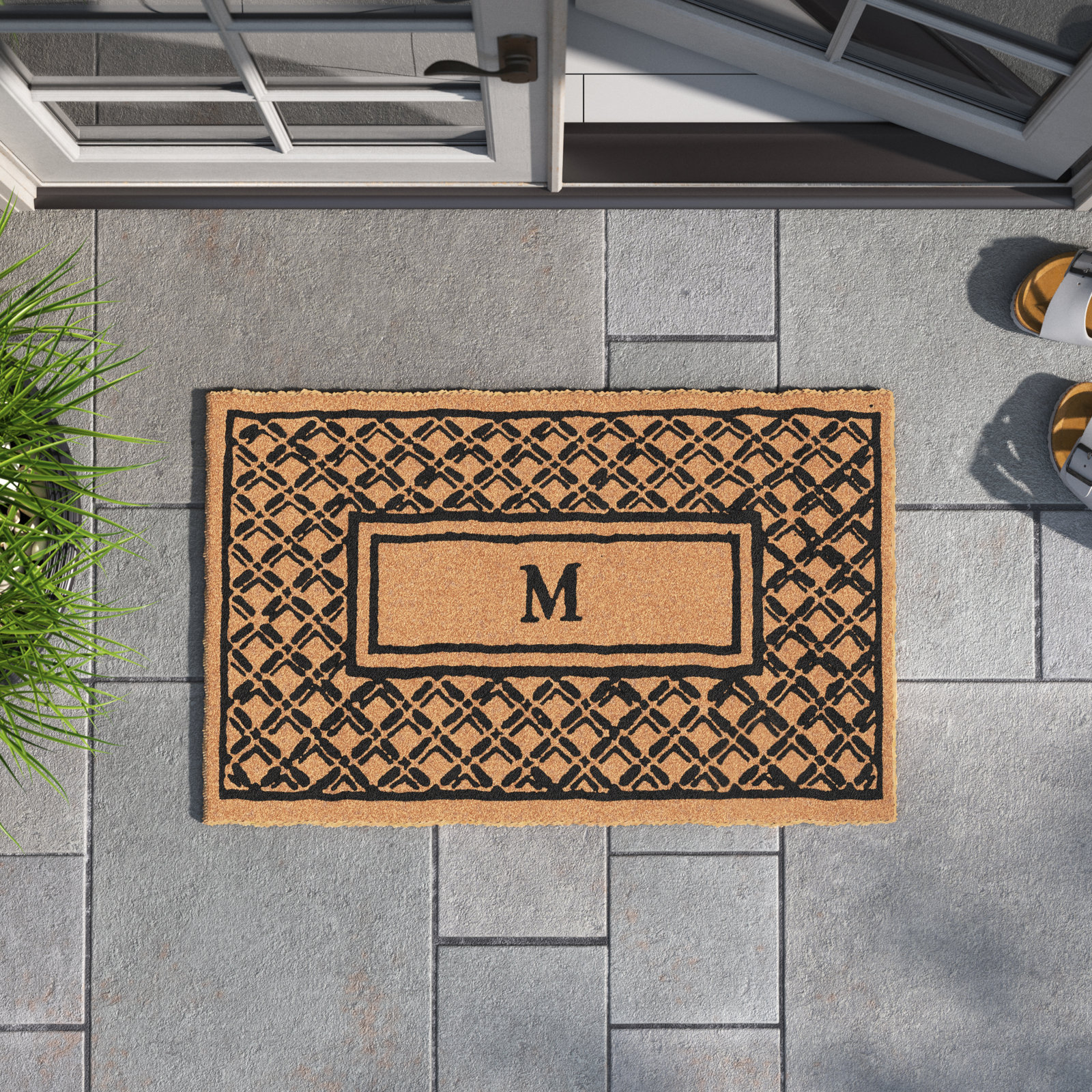 Belamy Monogrammed Welcome Outdoor Doo Mat, 2'6" x 4', M