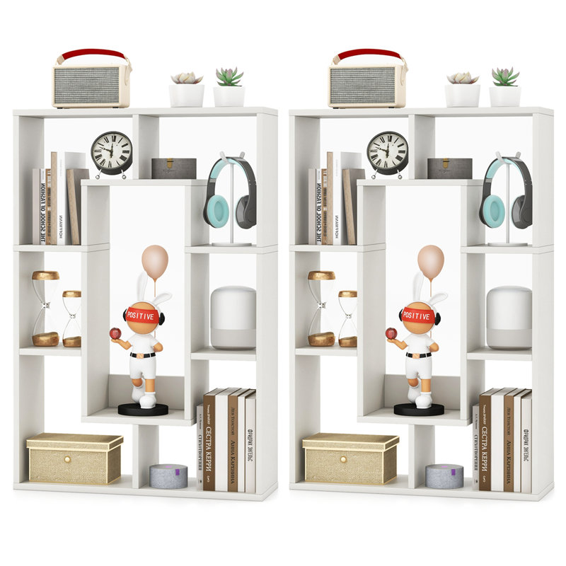 Bibliothèque ouverte moderne avec 2 cubes Ebern Designs, Blanc