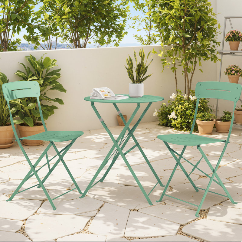Shelah 2-Person Folding Patio Dining Set , Green