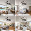 Ventilateur de plafond 52 po avec lumière et télécommande, moteur CC réversible silencieux, lumière DEL 3 couleurs, intérieur extérieur couvert