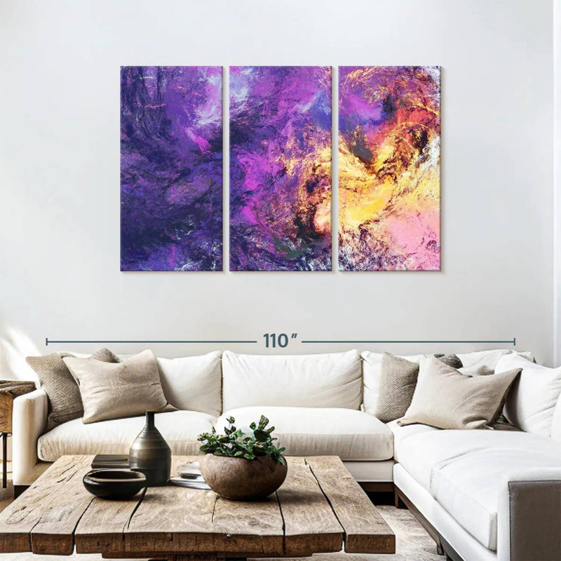 Avery Purple Abstract Texture, 48" H x 74" W