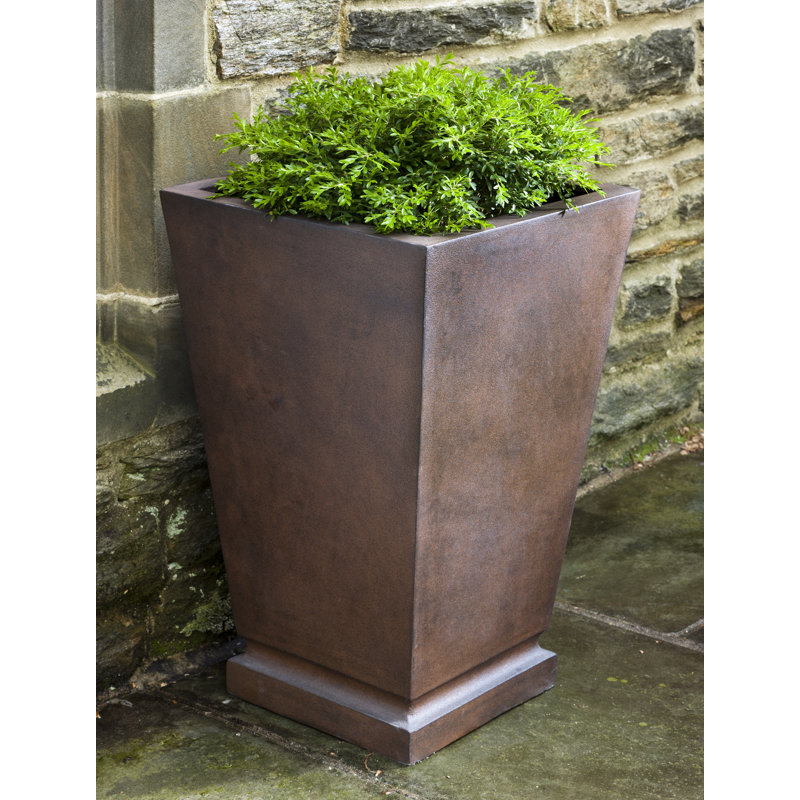 Handmade Pot Planter, 27.5" H x 17.75" W x 17.75" D, Rust Lite