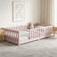 Twin Size Rubber Wood Floor Bed With Safety Guardrails, No Door-440840654