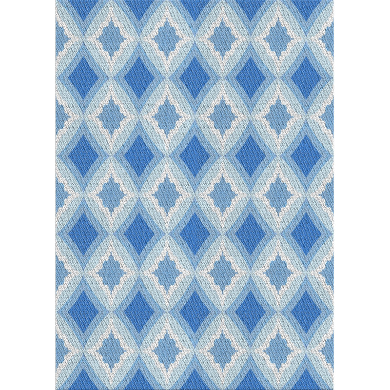 Tapis bleu ciel tissé à la machine, Rectangle 7 pi x 9 pi
