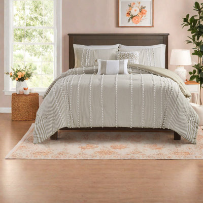Luxurious 100% Cotton Bedding Sets, Taupe Yarn Dyed, Farmhouse Style