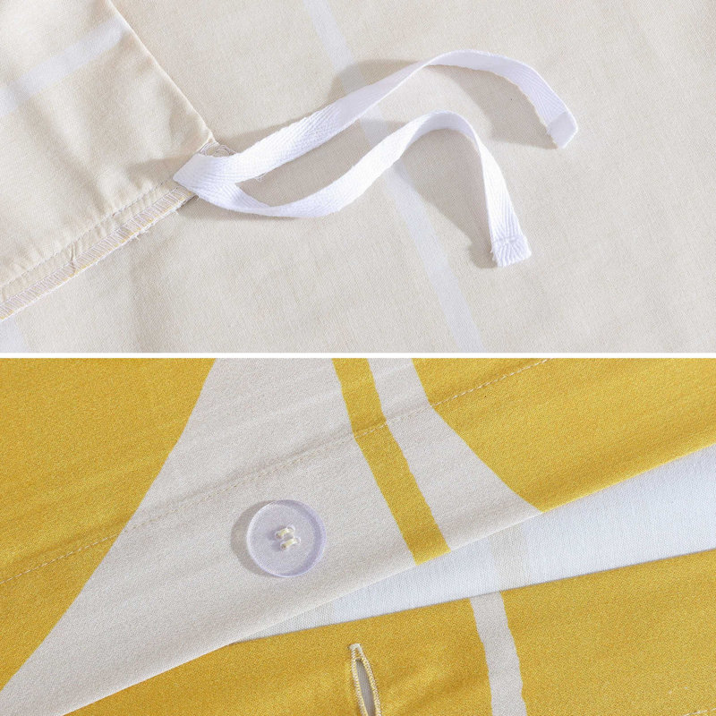 Vesi Unikko Cotton Yellow/Beige Duvet Cover Set, King Duvet Cover + 2 King Shams