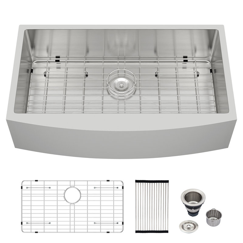 Évier de cuisine à tablier frontal en acier inoxydable calibre 16 L 36 po x l 20 po