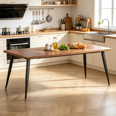 Modern Industrial Rectangular Dining Table, Easy Assembly Multi-Purpose Table for Kitchen, Dining Room, Living Room & Cafe