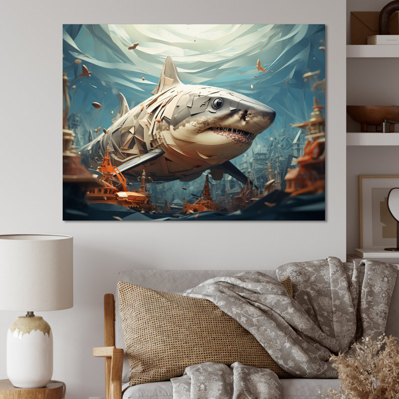 " Shark Coastal Guardian ", Wrapped Canvas, 30" H x 40" W x 1.5" D