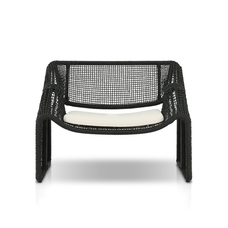 Selma Outdoor Lounge Chair, Ivory/Faux Black Hyacinth
