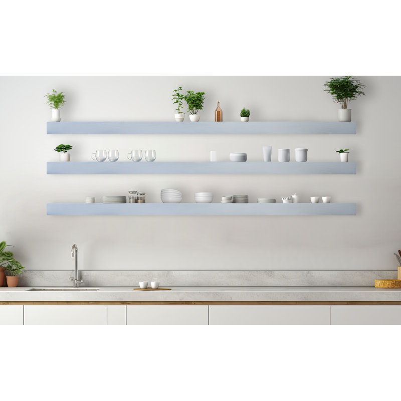 Emerald Lee 3 Piece Oak Solid Wood Floating Shelf, Gris, H 4 po x l 65 po x P 6 po