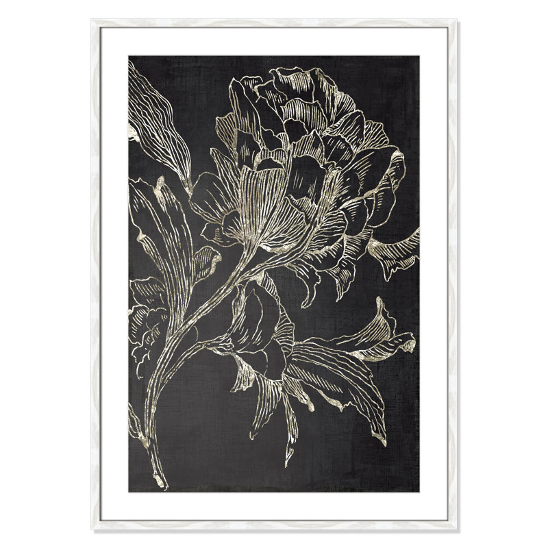 Clarendon Golden Flower Folklore I by Asia Jensen - Picture Frame Graphic Art Print, White Framed, 41.5" H x 29.5" W