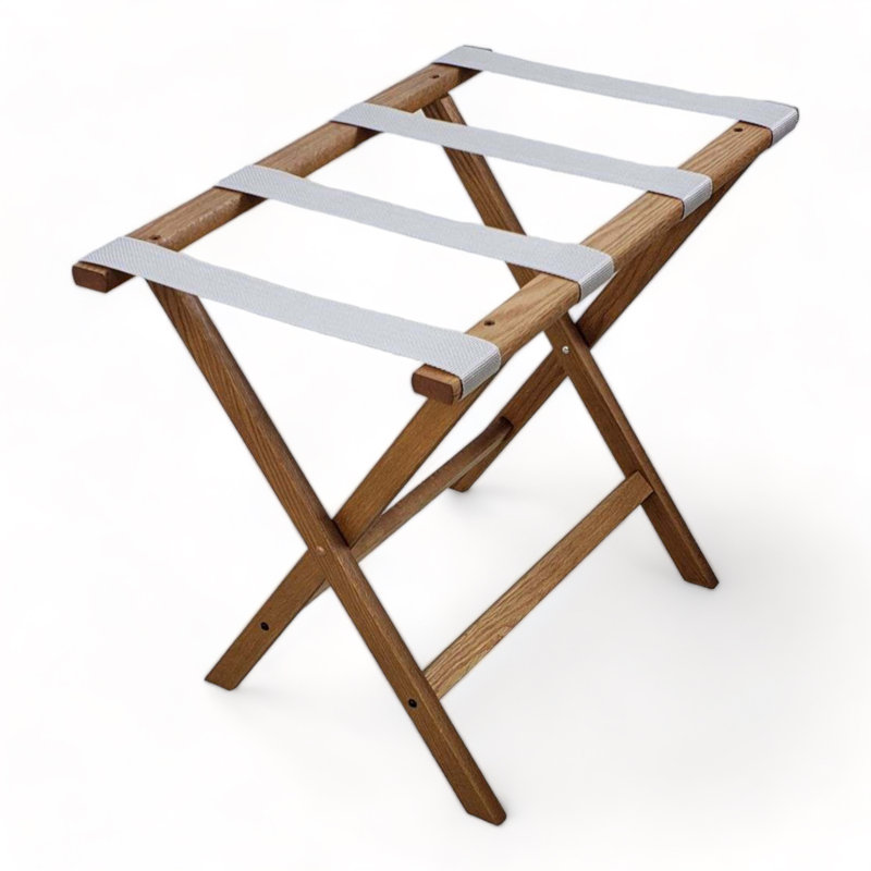 Porte-bagages pliable en bois, Argent, Chêne clair