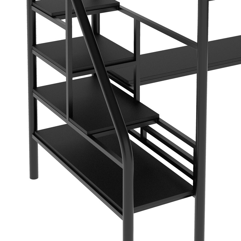 Structure de lit mezzanine en métal avec bureau, aucun sommier nécessaire