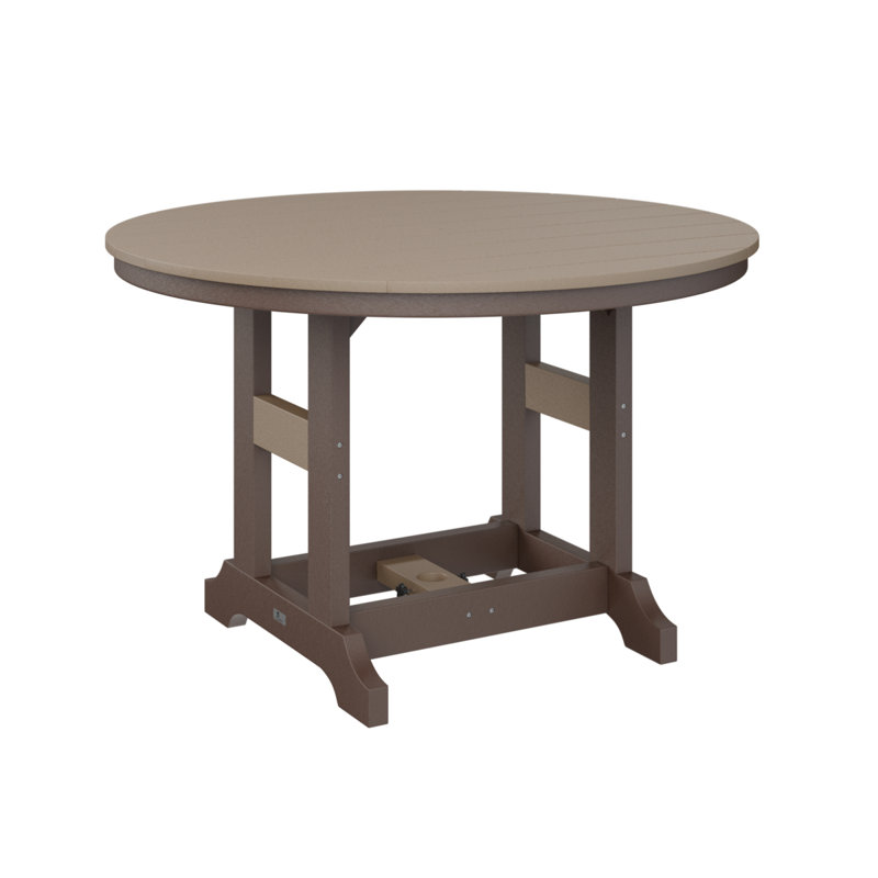 Garden Classic Outdoor Round Bar Table, Weatherwood, Chocolate Brown