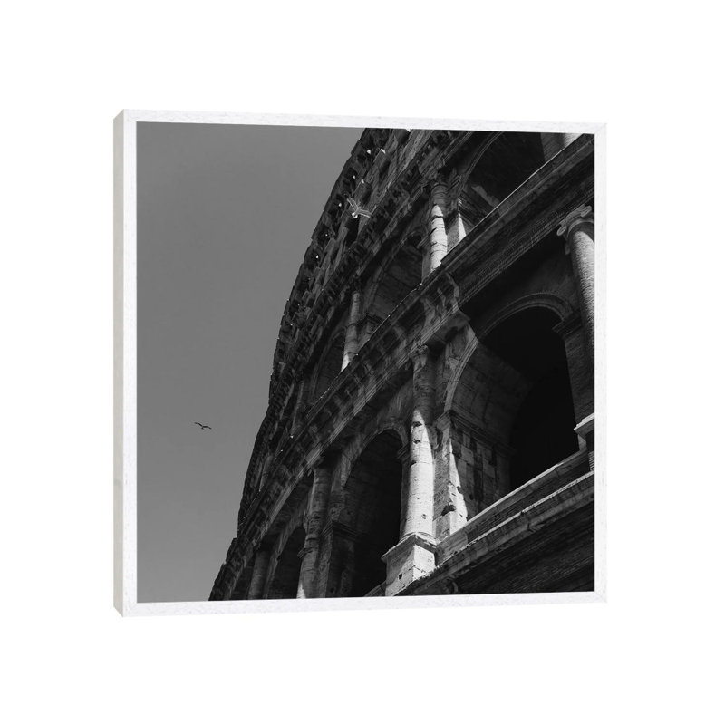 Roman Coliseum 1 Piece Wall Art on Canvas, 45.72cm H x 45.72cm W x 3.81cm D, White Framed