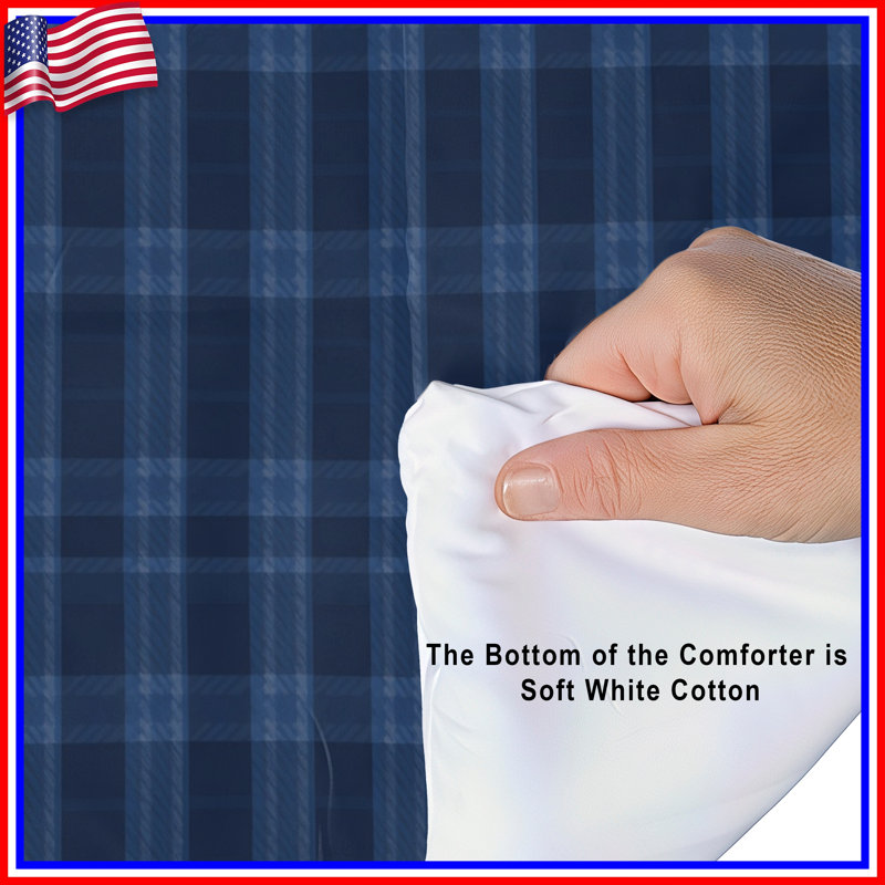 Navy Blue Plaid Comforter, Twin Extra Long
