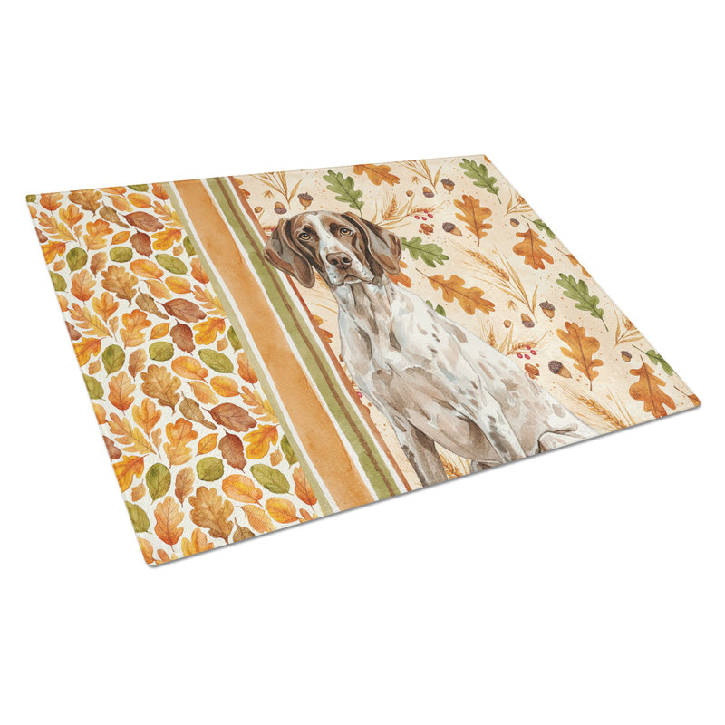 German Shorthaired Pointer Heirloom Fall Glass Cutting Board