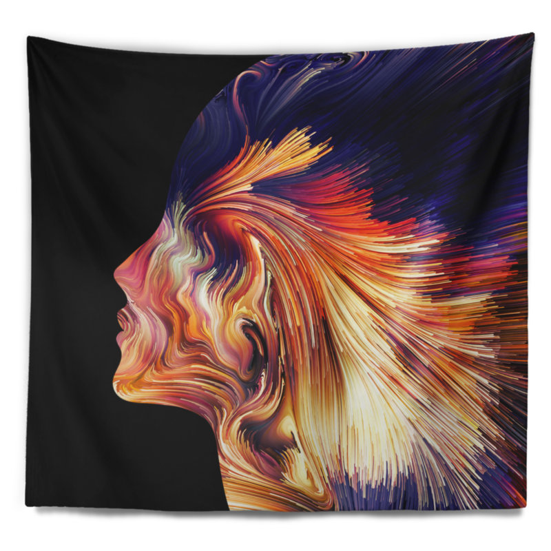 Explosion abstraite de la tapisserie de la pensée, H 50 po x l 60 po