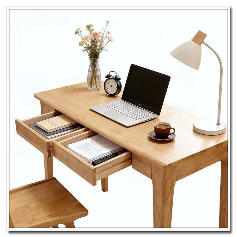 Bureau en bois massif avec tiroirs, Bois