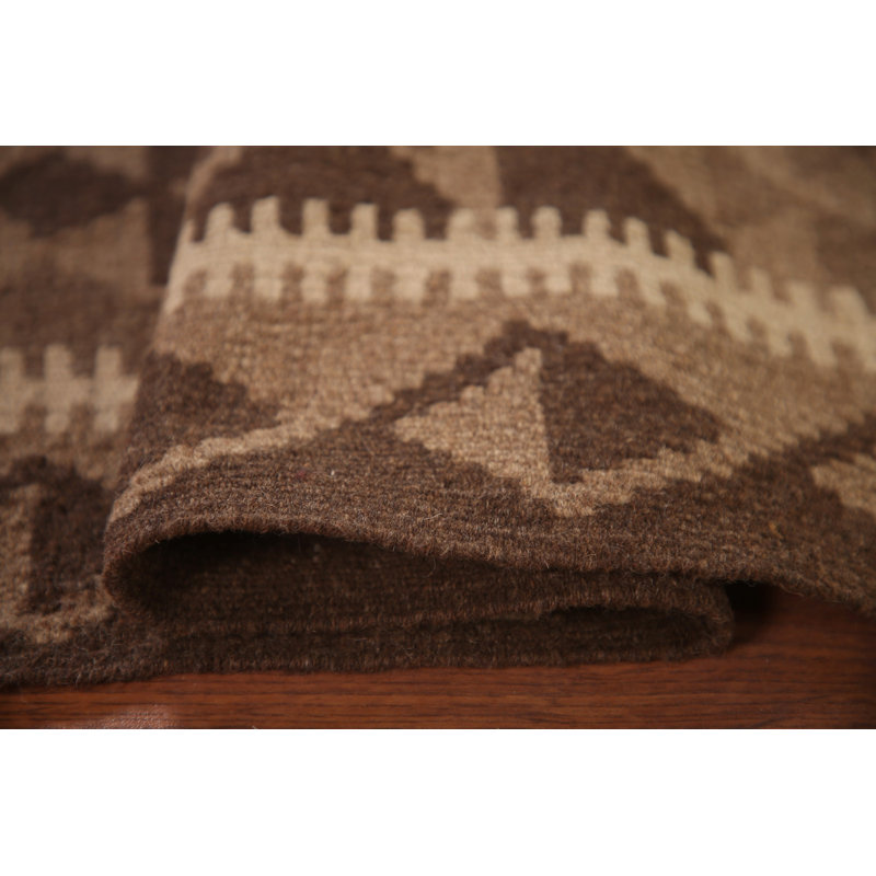 Brown Kilim Reversible Wool Rug 3x4