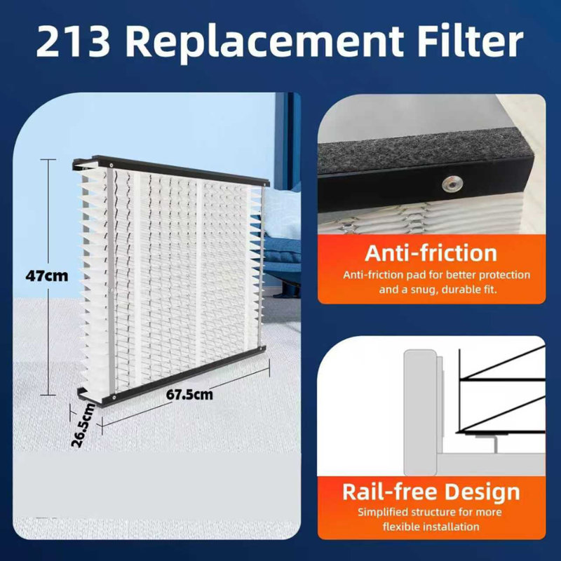 Filtre à fournaise 213 avec 13 MERV, support de grille en acier amélioré et patins anti-frottement, compatible avec les modèles Aprilaire 1210 1620 2210, filtre à air de remplacement sans outil