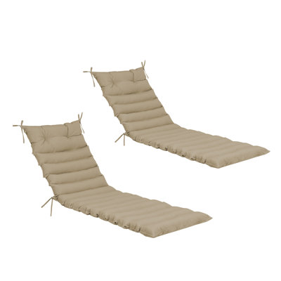 Ensemble de coussins de chaise longue d'extérieur 2 pièces Wayfair Basics - Coussins de chaise de patio en polyester de remplacement kaki avec attaches
