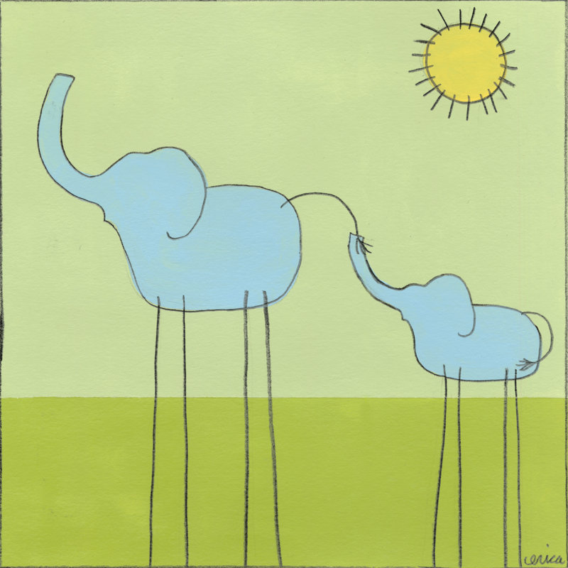 Stick-Leg Elephant II by June Erica Vess - Wrapped Canvas Art Prints, 30cm H x 30cm W x 3.8cm D