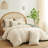 Plush Bedding Beige Green Velvet Winter Flannel Fluffy Reversible Bedding Warm Duvet Cover-106692419
