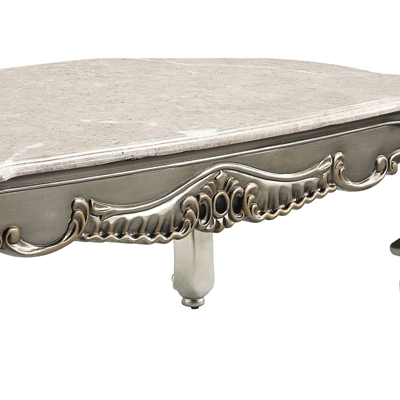 Table basse en marbre naturel avec base et surface lisse - 19,74 po Hauteur, 51,34 de largeur, largeur du colis