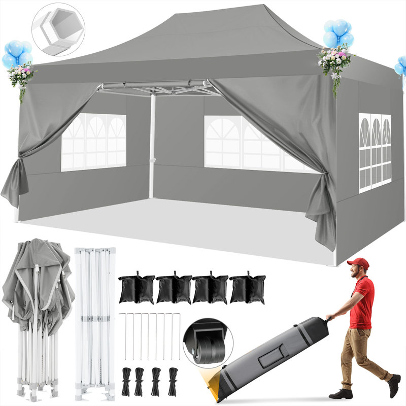 10 x 15' awning with 4 side walls, Gris