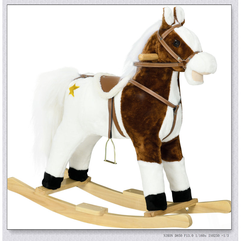 Cheval à bascule Qabo avec son, selle souple et construction robuste pour les 3 à 8 ans