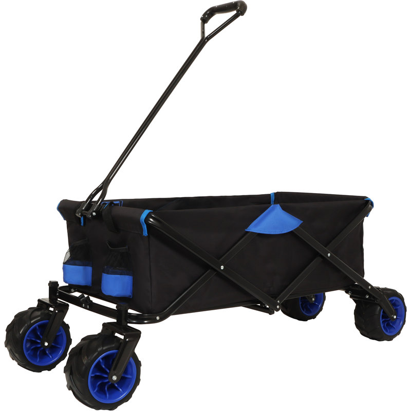 Wagon pliable avec hayon rallongé, housses imperméables, résistantes aux rayons UV et aux rayons du soleil, roues robustes tout-terrain 400 lb