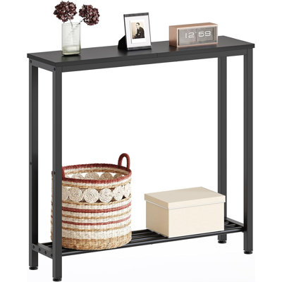 Narrow Industrial Console Table With 2-Tier Shelves, Space-Saving Sofa Table For Entryway, Hallway, And Living Room, Sturdy Metal Frame And Easy Assem by Ebern Designs