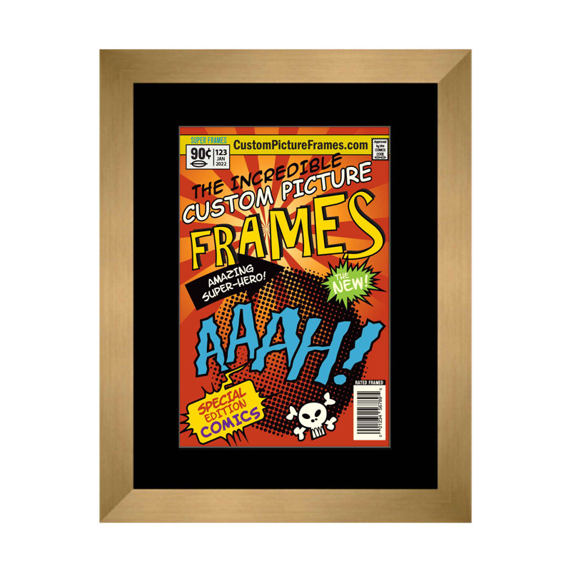 Wood Picture Frame with Mat, Gold/Black, 6.875" x 10.5"