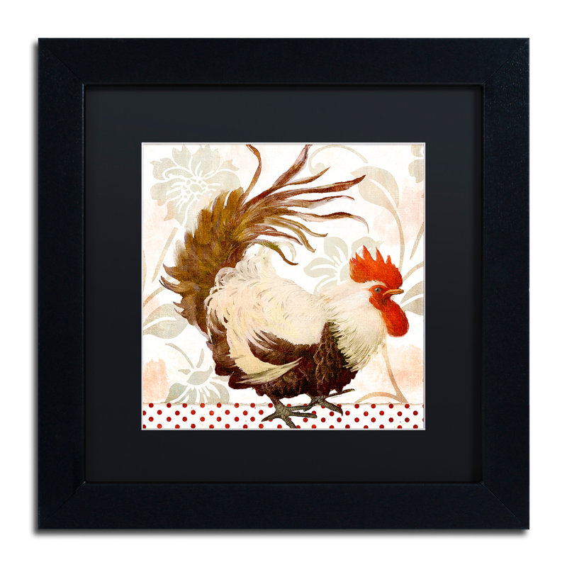 Jadaya «Rooster Damask II», impression encadrée, H 11 po x l 14 po x P 0,5 po, Noir