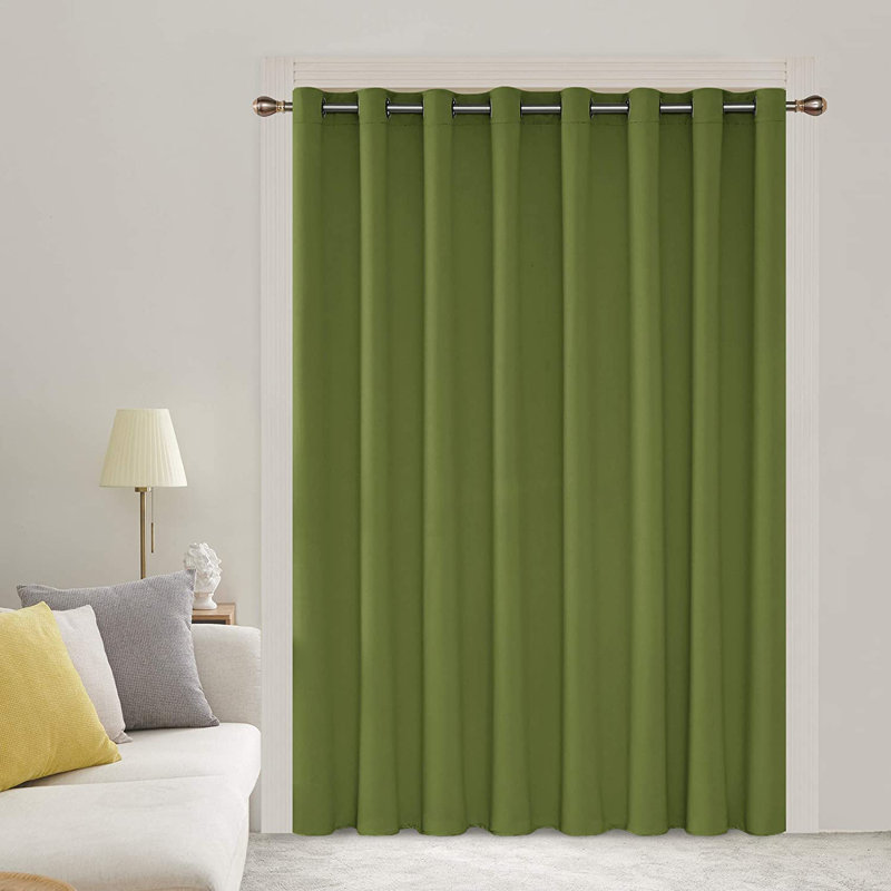 Cassandry Room Darkening Curtain Single Panel, 84" W x 100" L, Grass Green