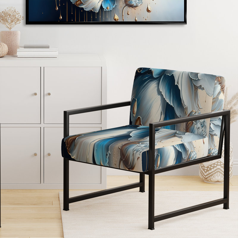 Chaise d'appoint rembourrée Ice Blue Daisy III, Noir