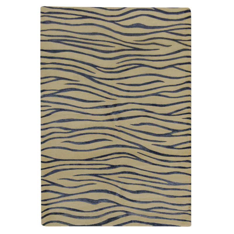 Himalayan Art 2000 Animal Print Area Rug in Beige/Navy Blue