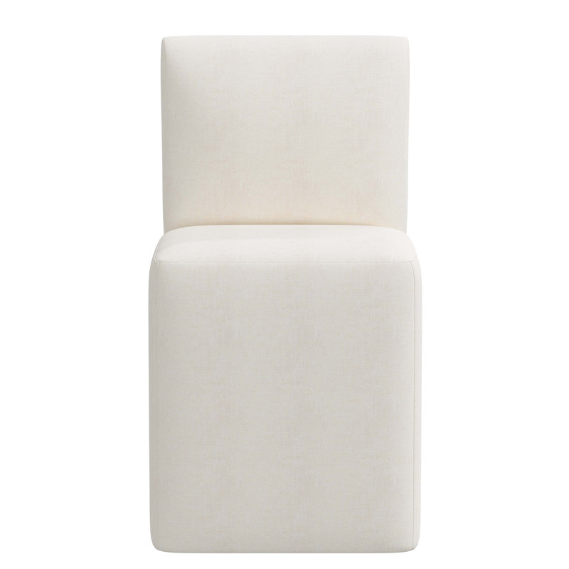 Chaise rembourrée Mendy, Lin blanc texturé Zuma