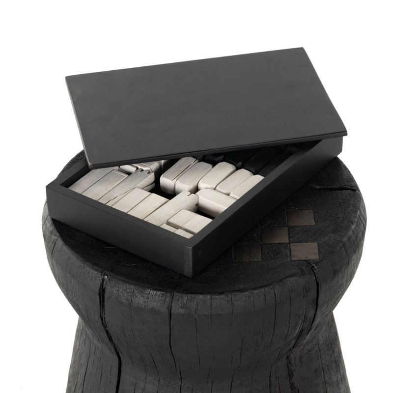 Wesson Chess Table, Carbonized Black/Ivory